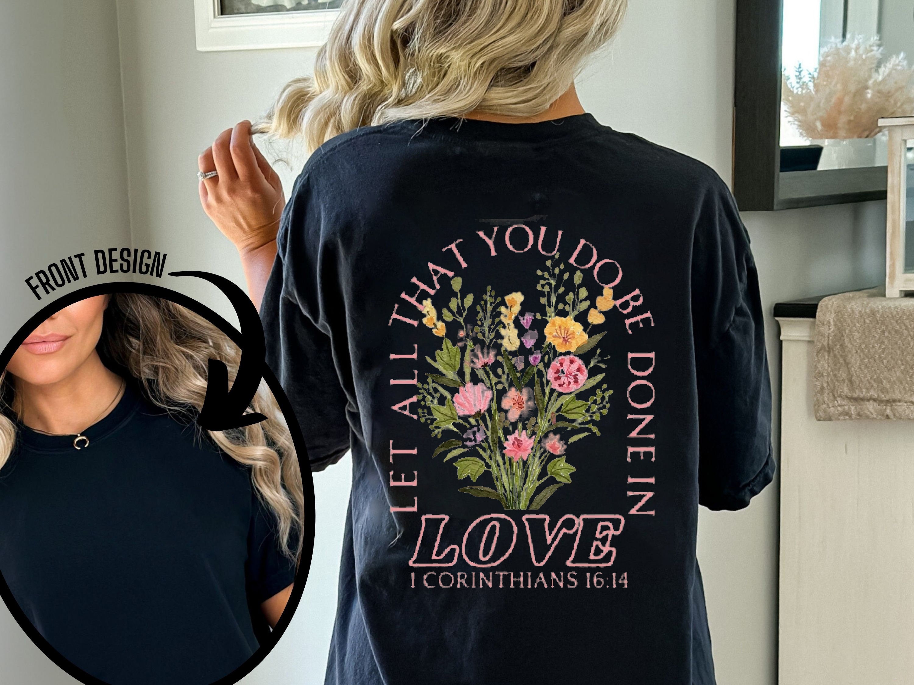 Comfort Colors® Trendy Christian Sweatshirt Merch, Words on Back Bible Verse Hoodie, Jesus Loves You, Aesthetic Women's Faith Apparel, Back to School Gift